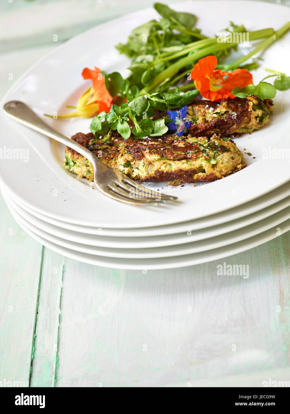 Zucchine frittata di spinaci Foto Stock