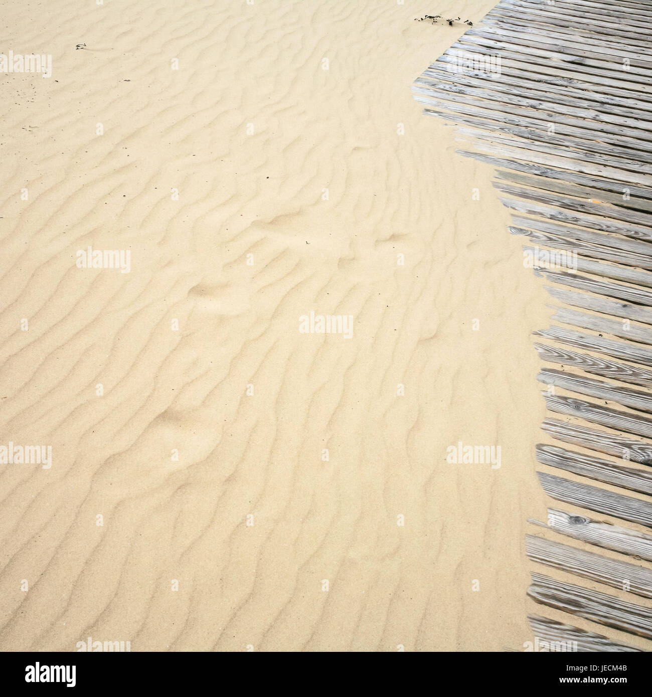Il viaggio per la Lettonia - spiaggia di sabbia e percorso di legno nella località balneare di Jurmala città in autunno Foto Stock