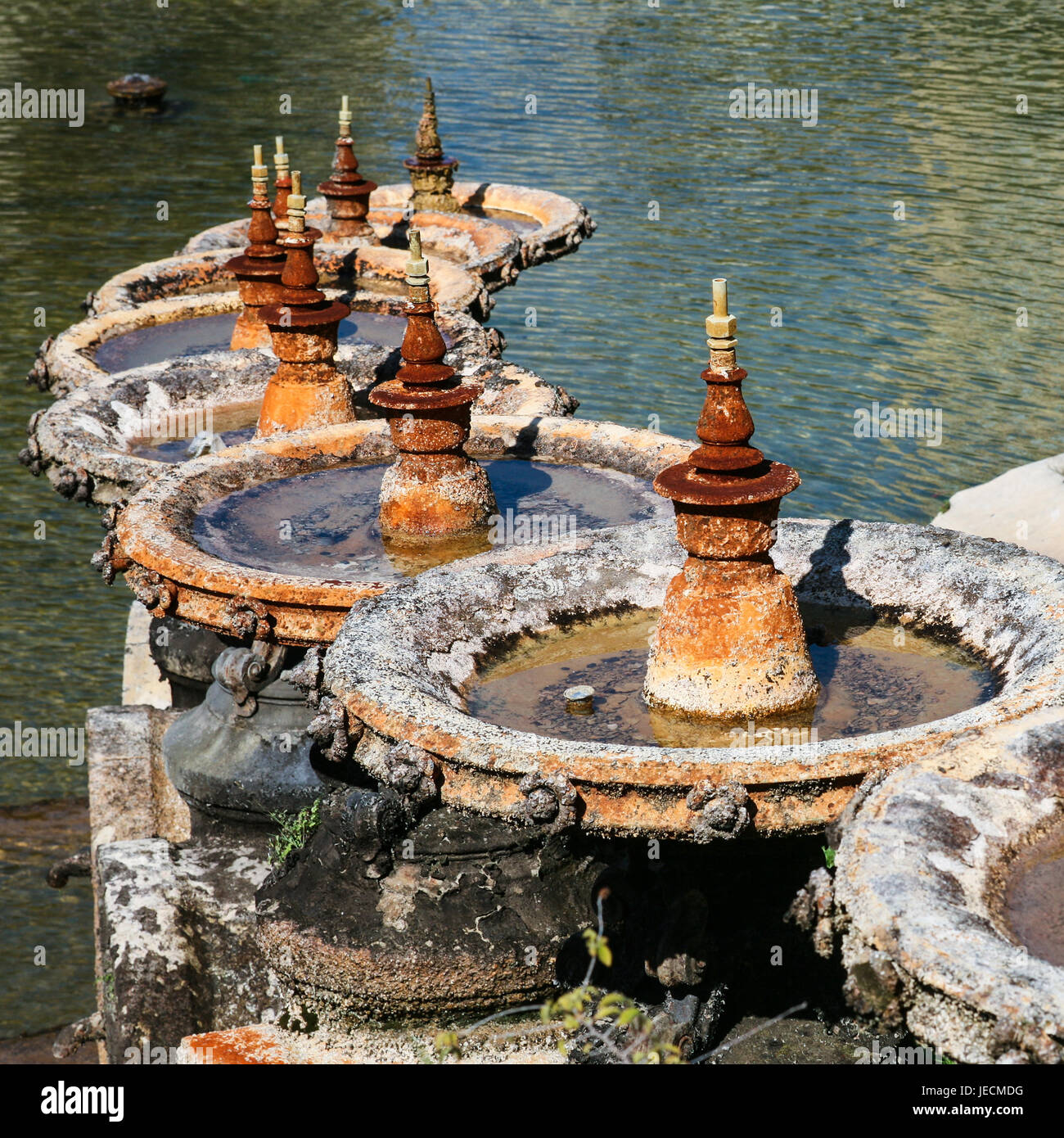 Viaggio in Provenza, Francia - dettagli della fontana a cascata nel Palais (palazzo) Longchamp nella città di Marsiglia Foto Stock