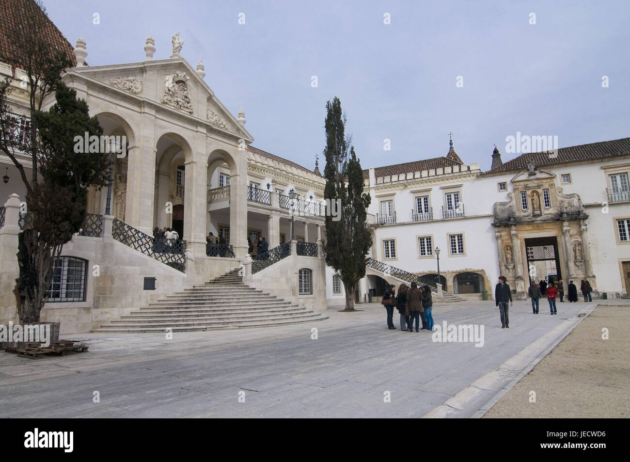 Ingresso della storica università, Coimbra, Portogallo, Foto Stock