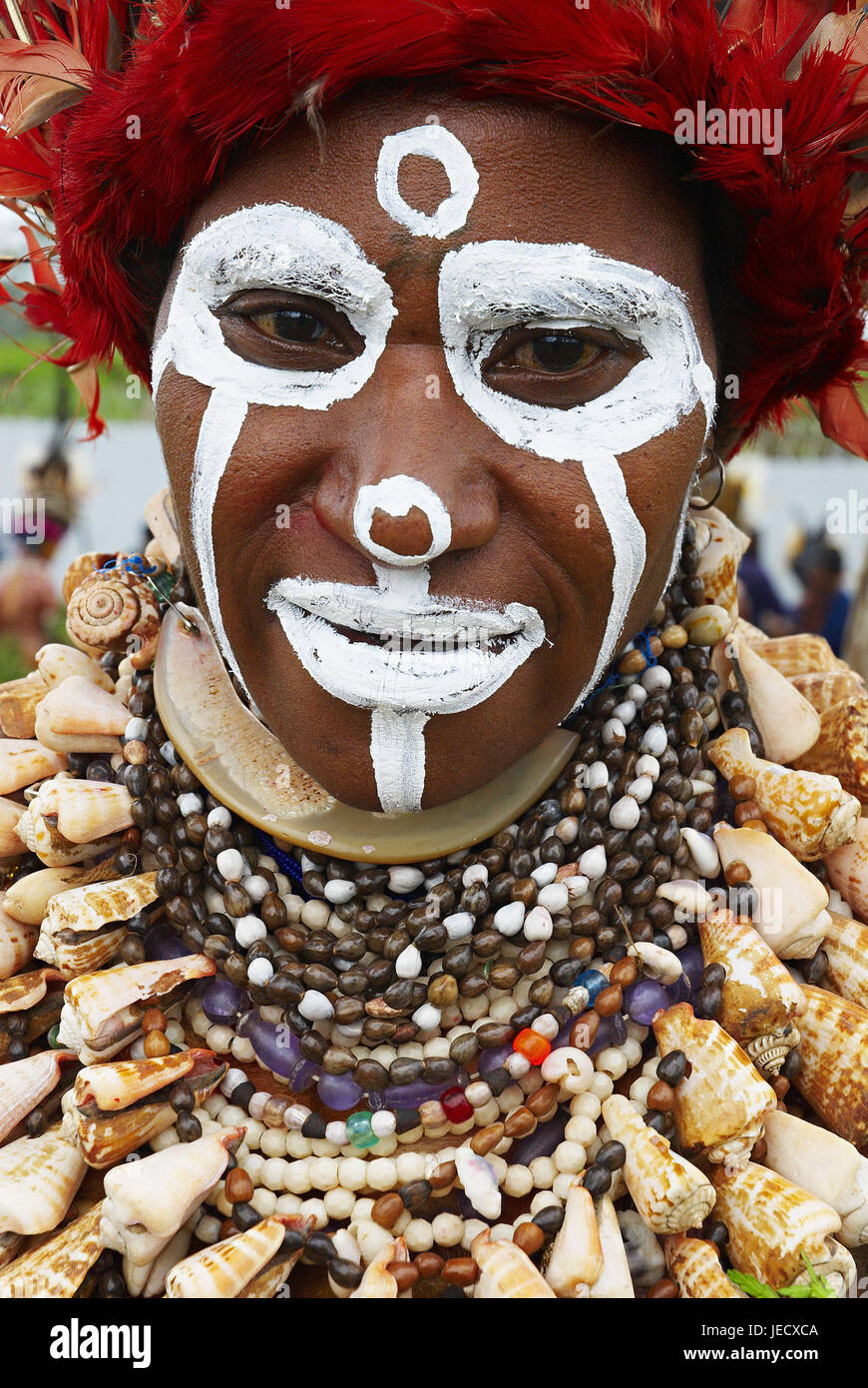 Papua Nuova Guinea, uomo di Huli del ceppo, ritratto, Foto Stock