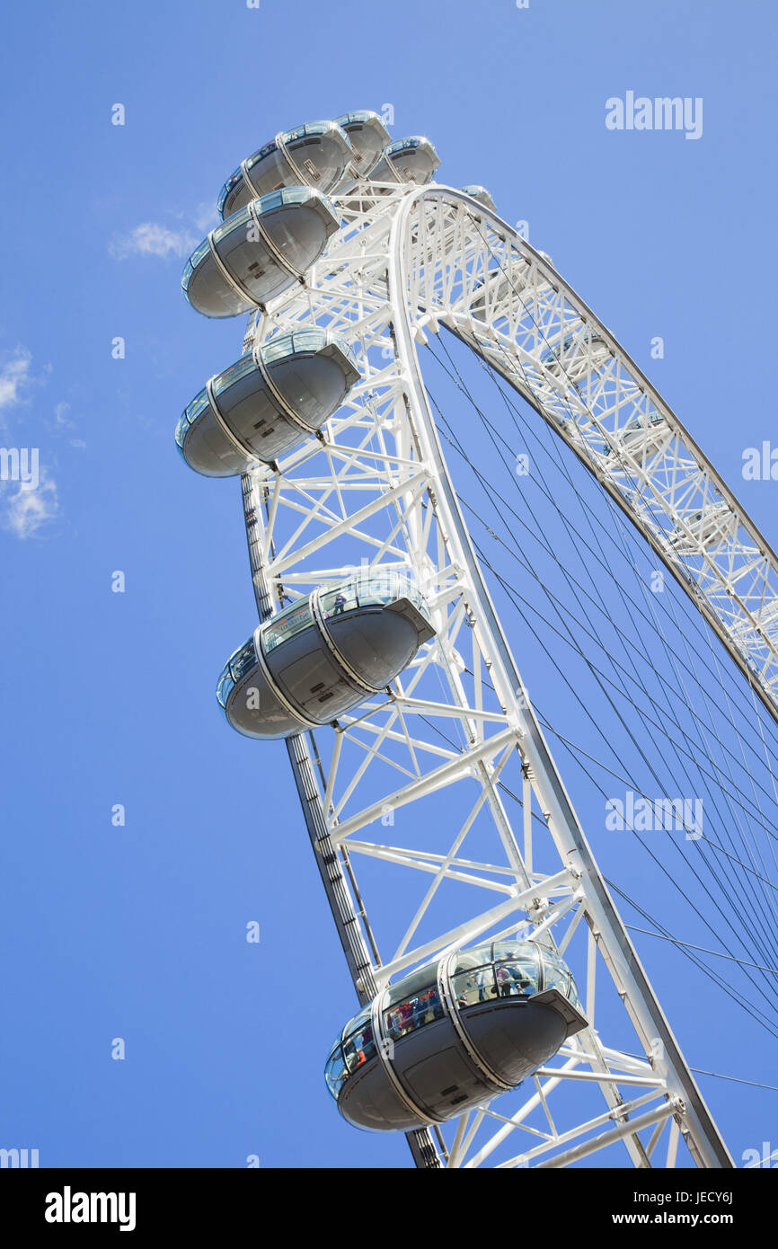 Inghilterra, London, London Eye, Millenium ruota, città, Big Dipper, cabine, Pssagierkabinen, turisti, turismo, landmark, folla-estrattore, Foto Stock