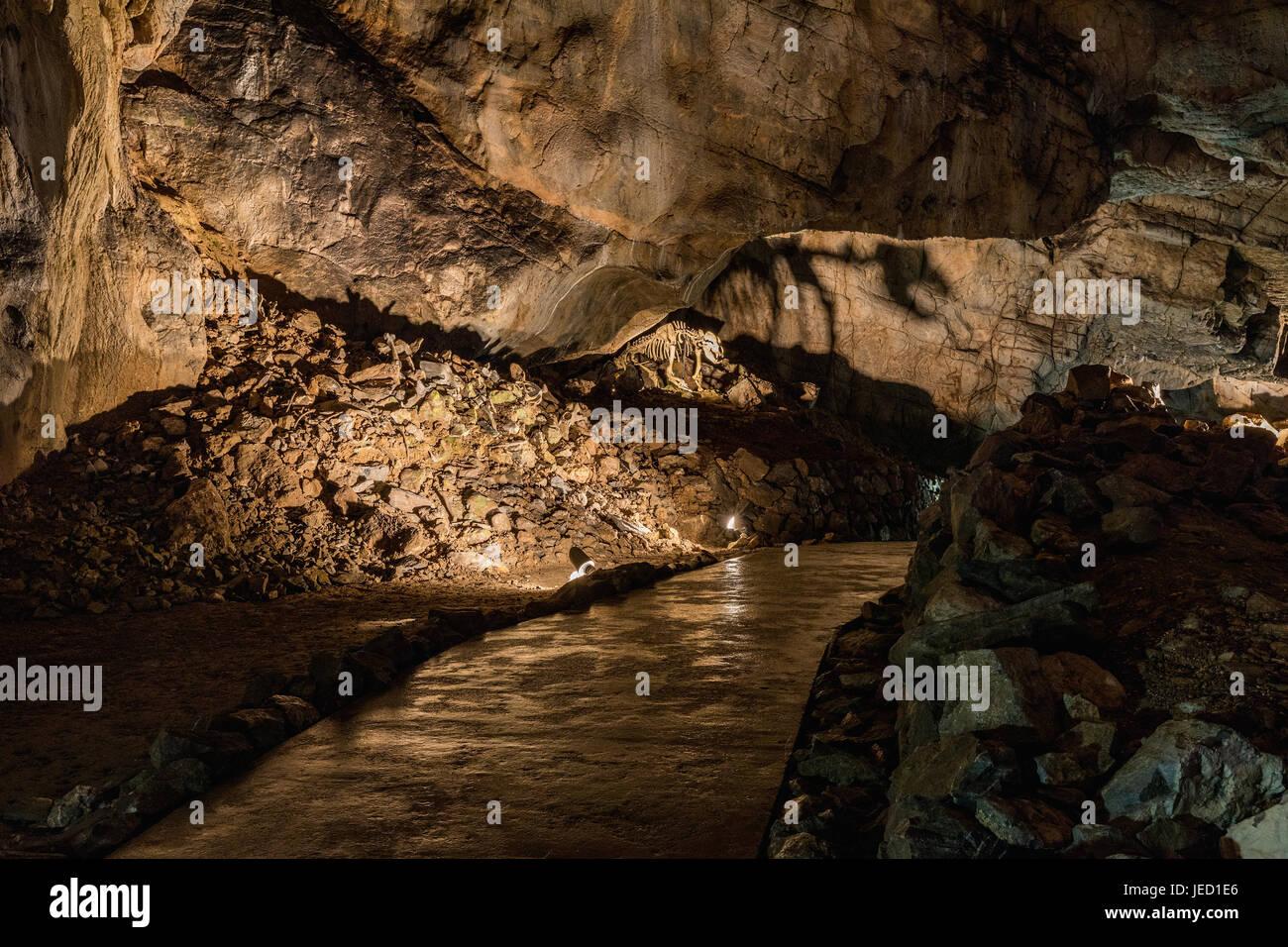Interno del Katerinska grotta nel Carso Moravo. Repubblica ceca Foto Stock