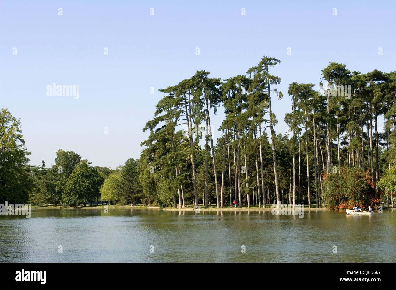 Francia, Parigi, Bois de Boulogne, Lac Inferieur, oar boot, turistico, Foto Stock