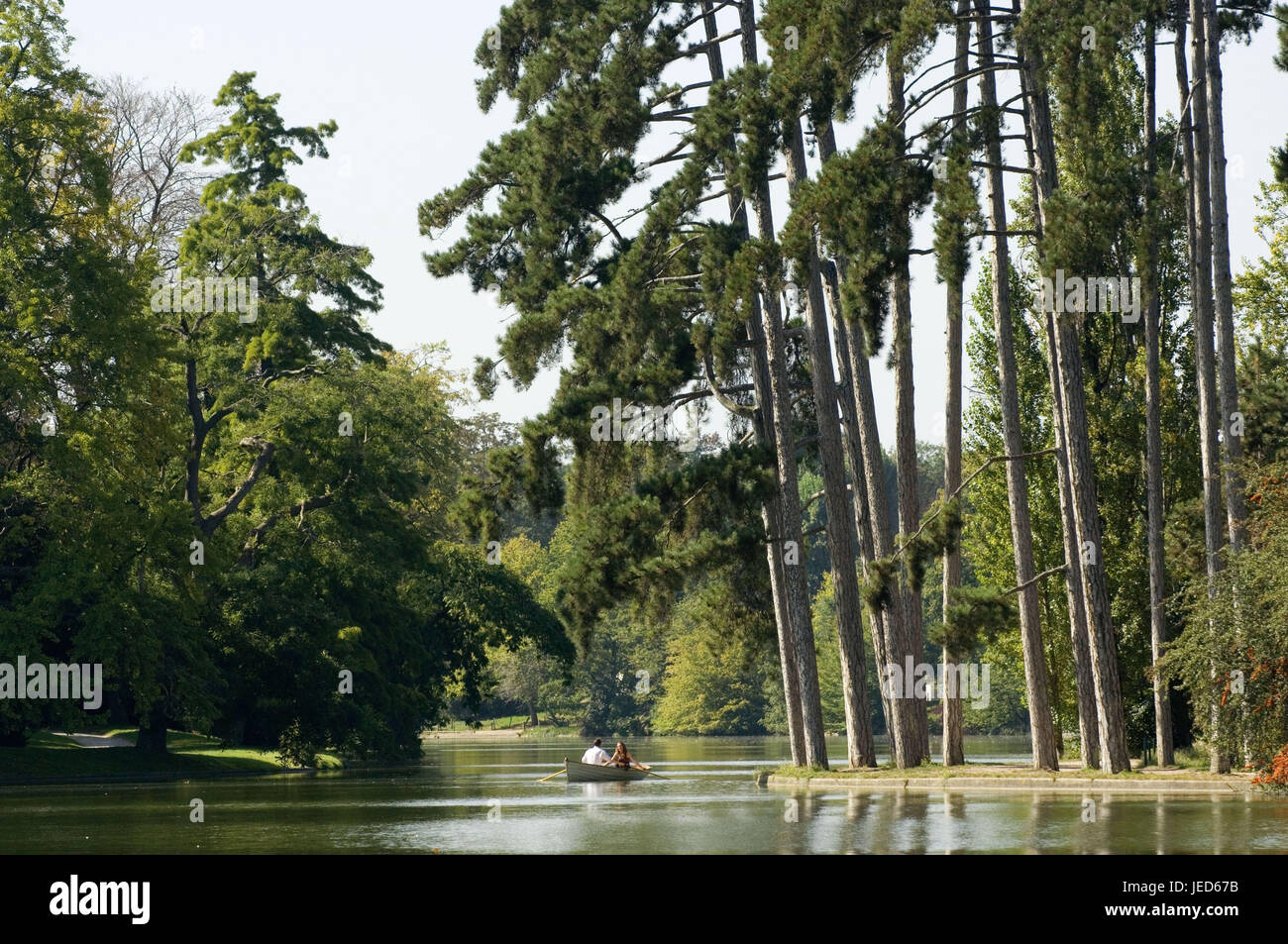 Francia, Parigi, Bois de Boulogne, Lac Inferieur, oar boot, turistico, Foto Stock