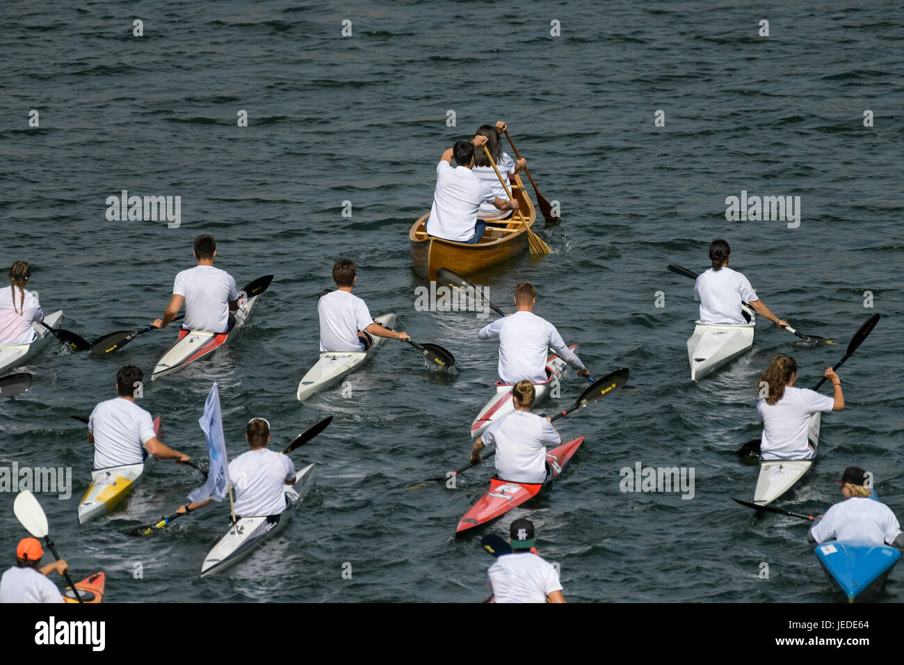 Julien Mattia / le Pictorium - Parigi celebra l'Olimpismo - 23/06/2017 - Francia / Ile-de-France (regione) / Parigi - POCHE settimane prima che i Giochi Olimpici e Paralimpici siano stati assegnati dal Comitato Olimpico Internazionale (CIO) nel 2024, Parigi è più che mai mobilitata intorno alla sua candidatura e organizzato due giorni in cui il cuore di Parigi si è trasformato in un parco olimpico effimero. Foto Stock