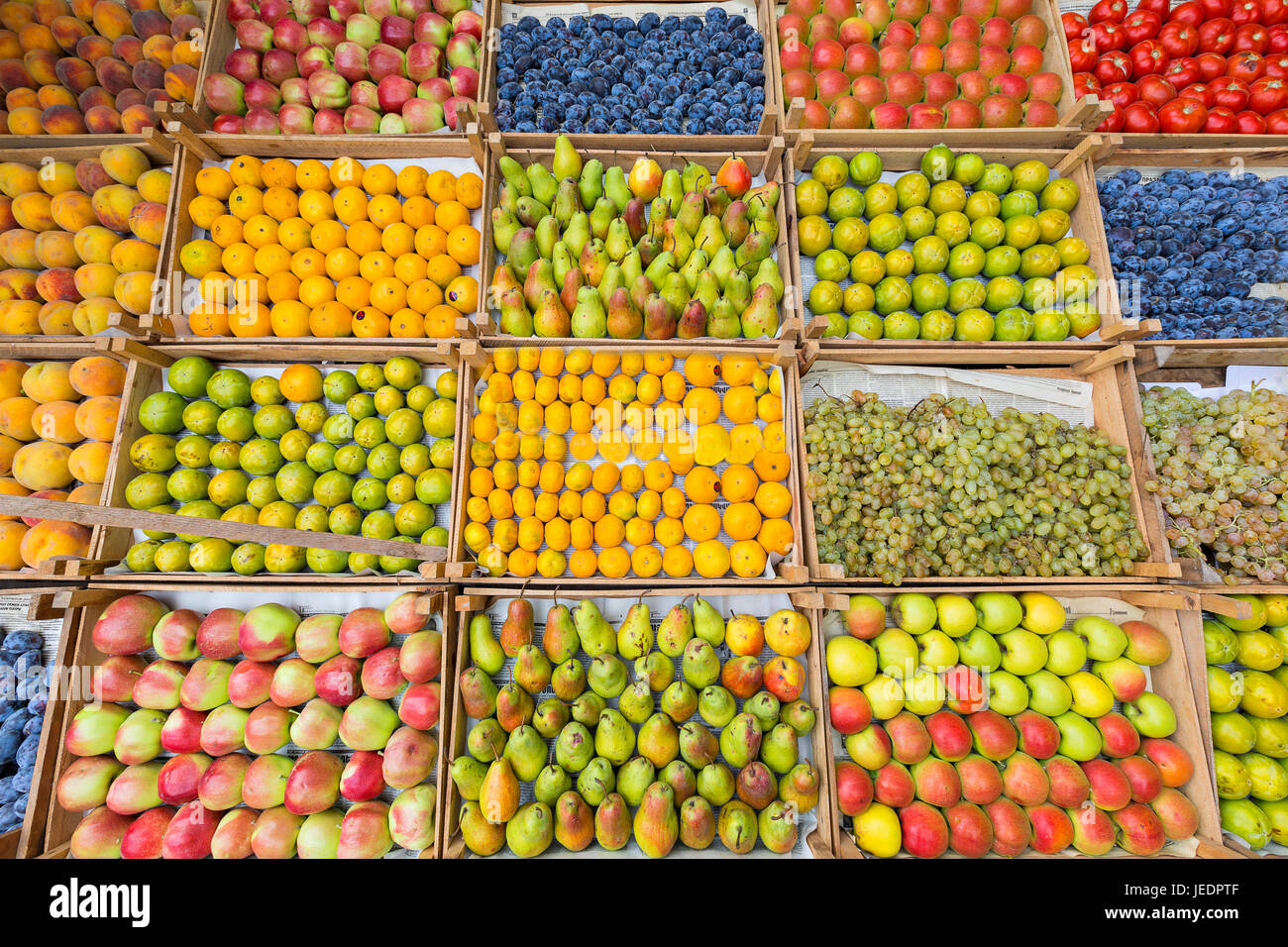 Stand di frutta. Foto Stock