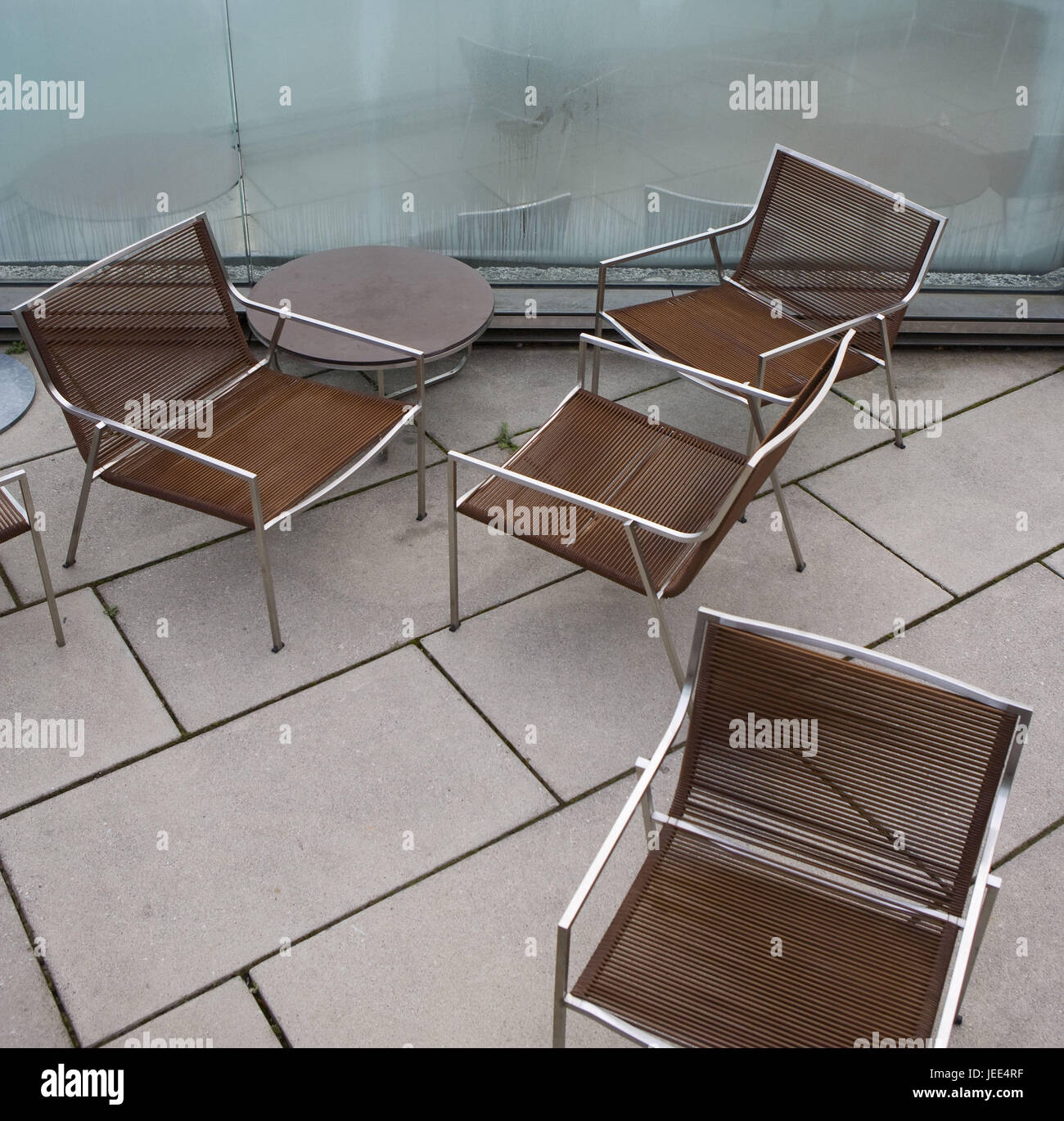 Terrazza, tavolo, sedie, vuoto, Foto Stock