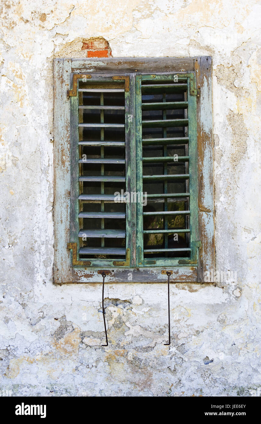 Windows, facciata, vecchio, scadono, medium close-up, dettaglio, Foto Stock