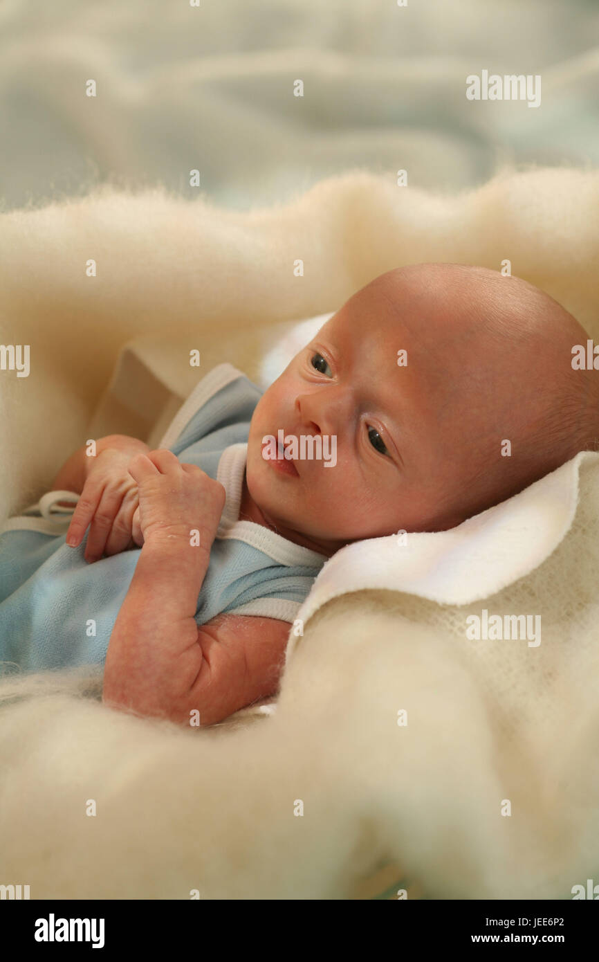 Baby, neonato, 1 settimana, tappi morbidi, gioco del viso, Foto Stock