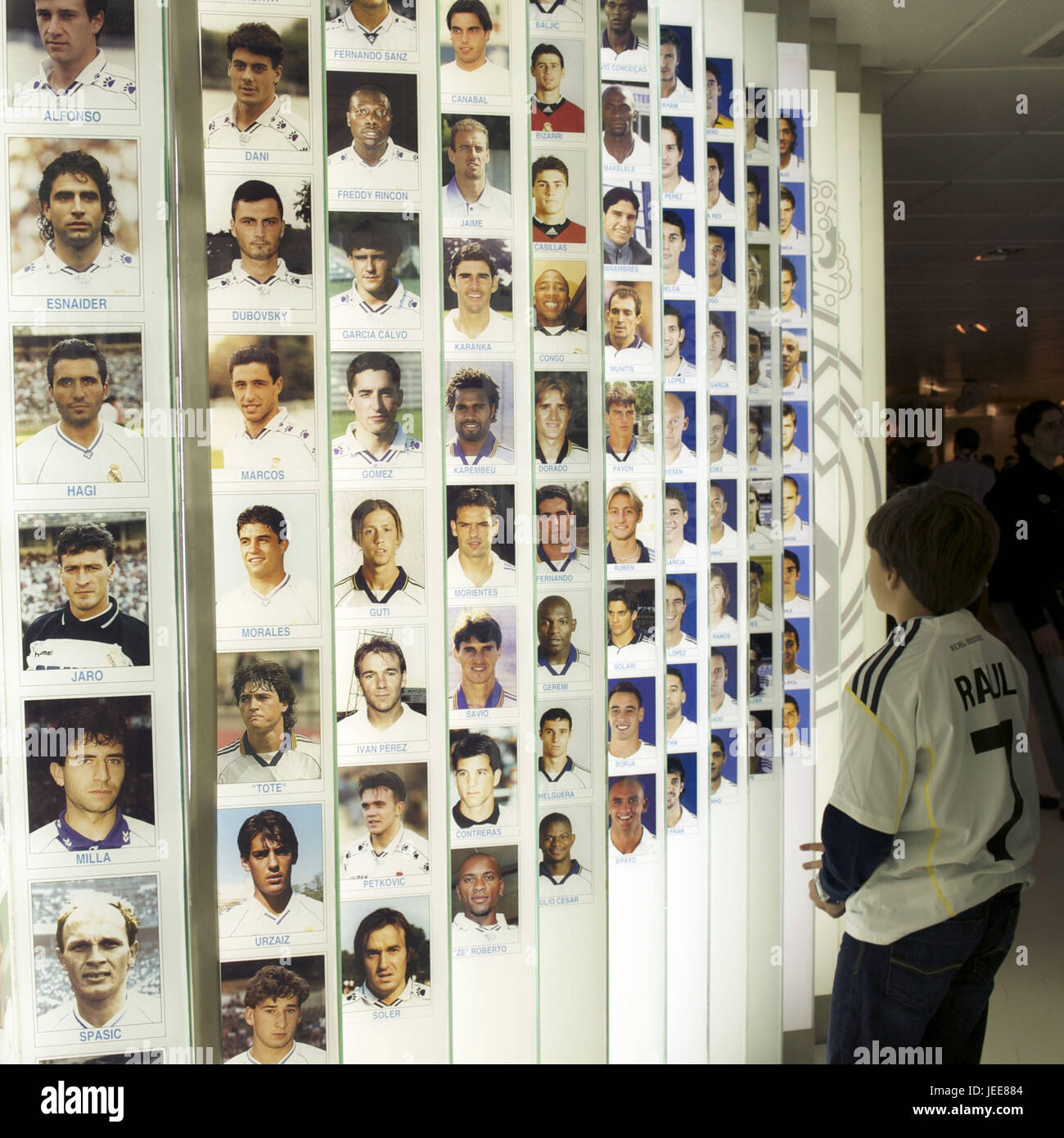 Spagna, Madrid e Stadio Santiago Bernabeu Real Madrid museo, foto, a parete Foto Stock