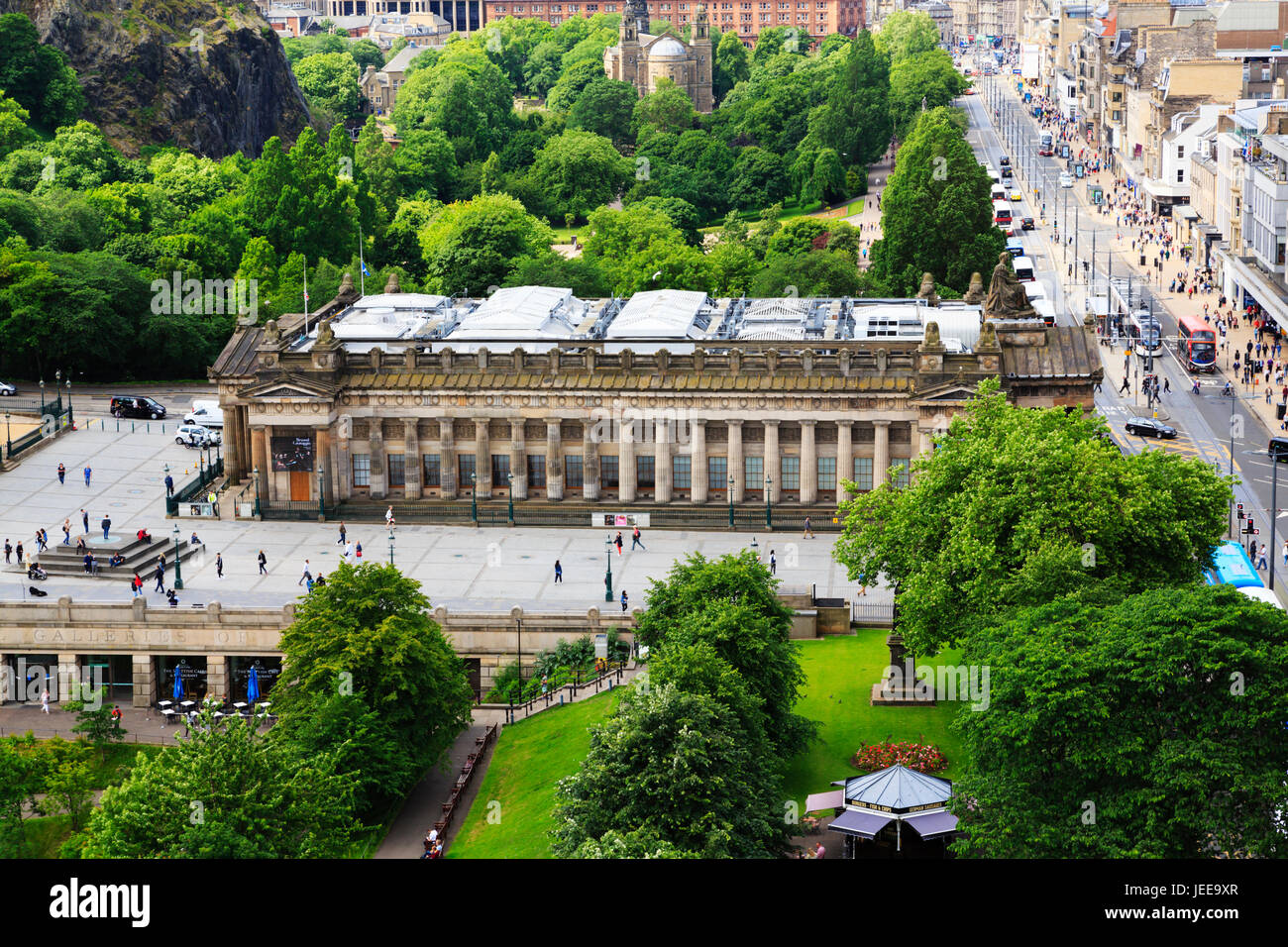 Royal Scottish Academy visto dal di sopra, il tumulo, Edimburgo, Scozia. Foto Stock