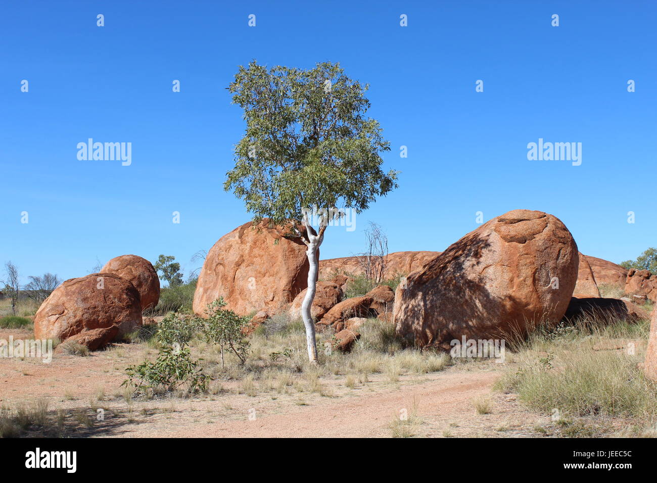 Paesaggio di diavoli marmi in Australia Foto Stock