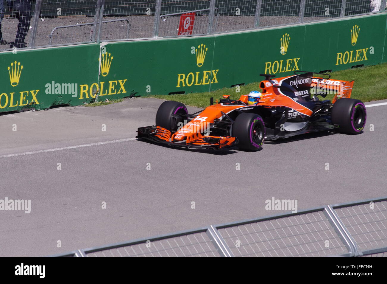 Formula 1 Racing sul Circuito Gilles Villeneuve di Montreal, Canada Foto Stock