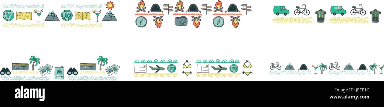 Set di vettore di varie icona del viaggio Illustrazione Vettoriale
