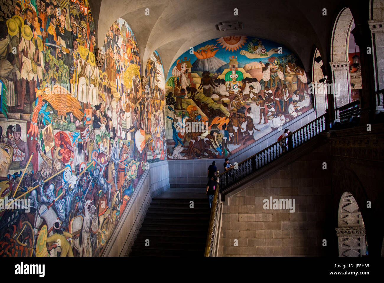Diego Rivera la monumentale scalinata murale, Palazzo Nazionale, Palacio Nacional, Città del Messico, Messico Foto Stock