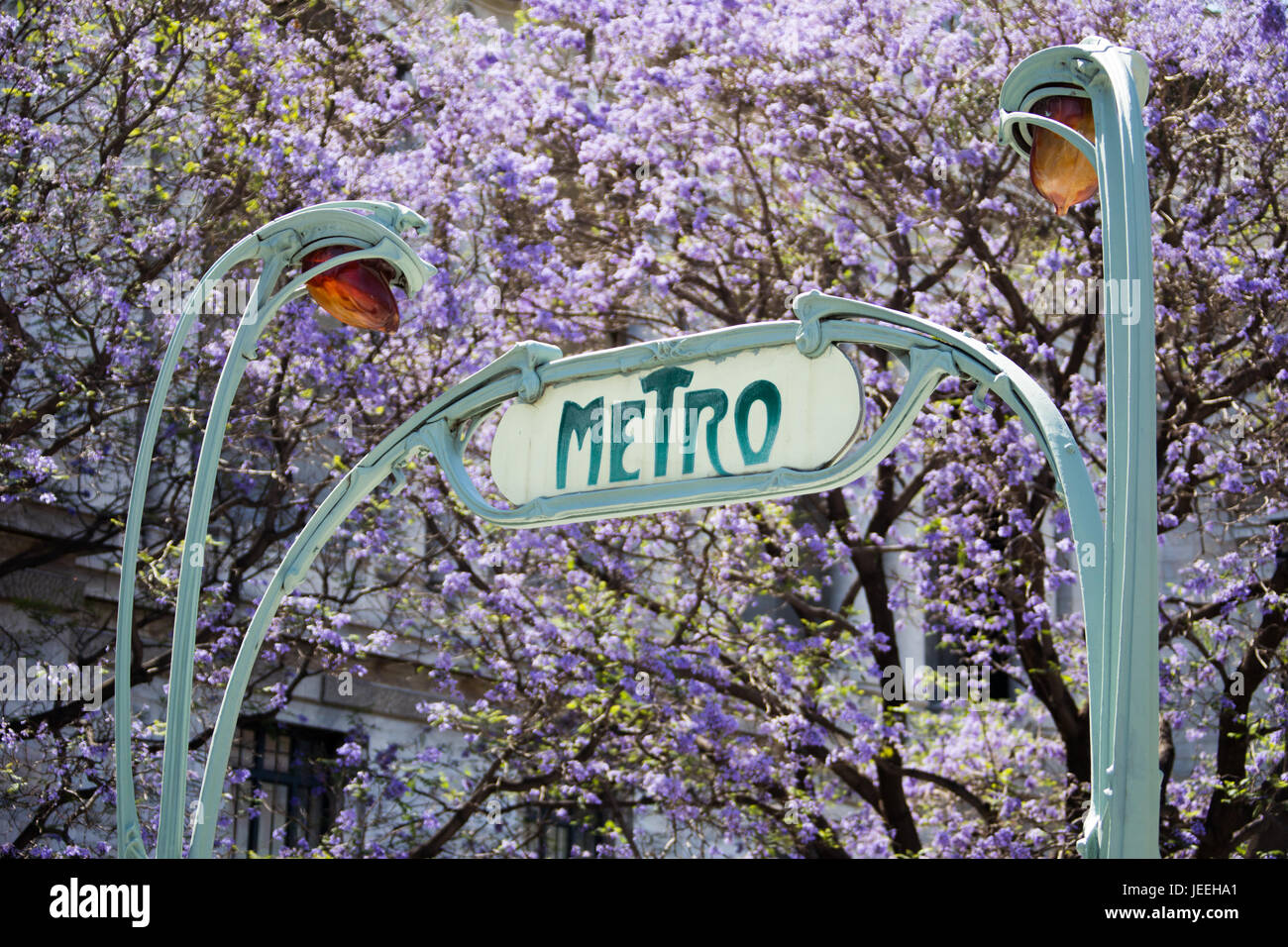 Lo stile di Parigi Metro segno a Bellas Artes, Stazione di Città del Messico, Messico Foto Stock
