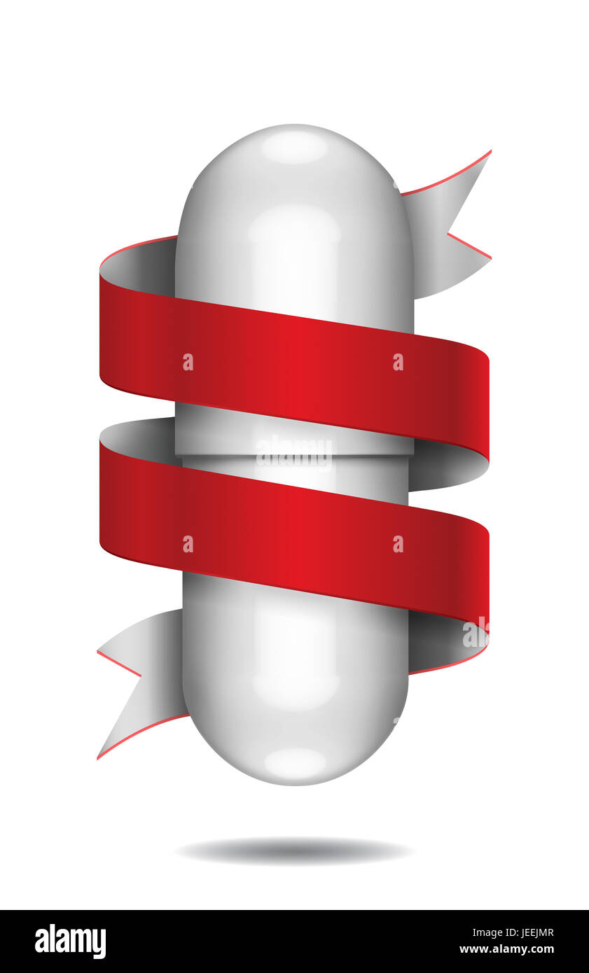 Pharma vitamina pillola medica con nastro vincente Foto Stock