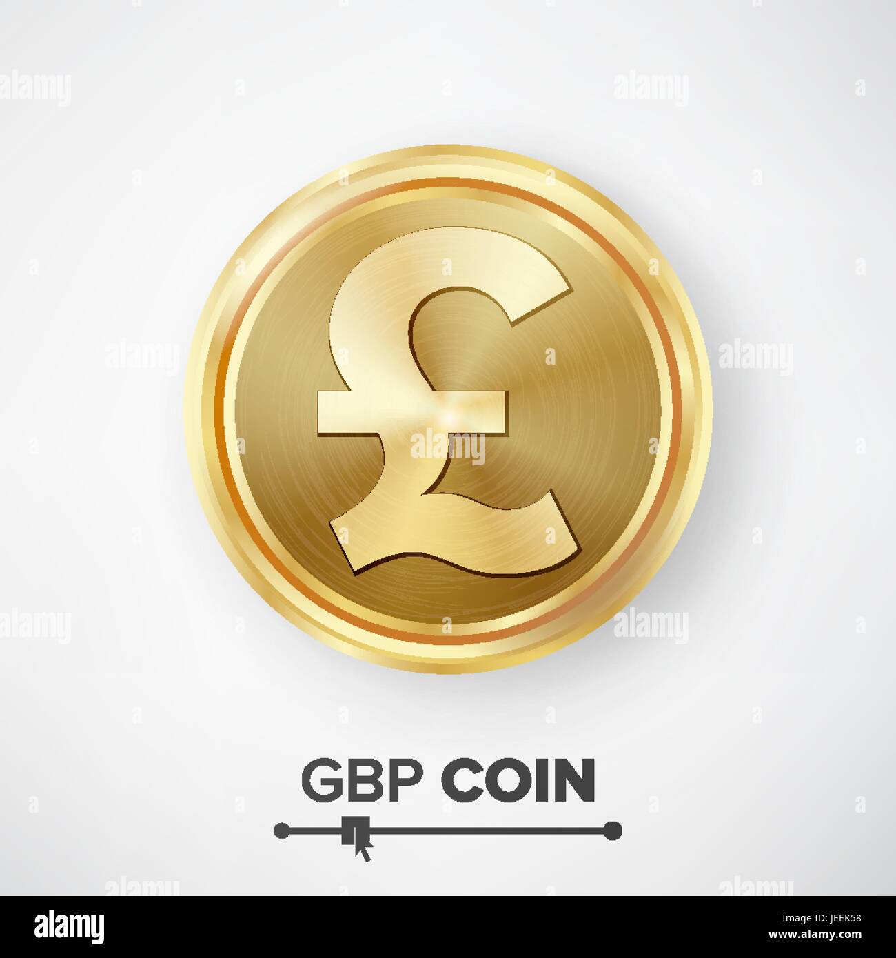 GBP moneta in oro vettore. Realistico segno di denaro Illustrazione Vettoriale