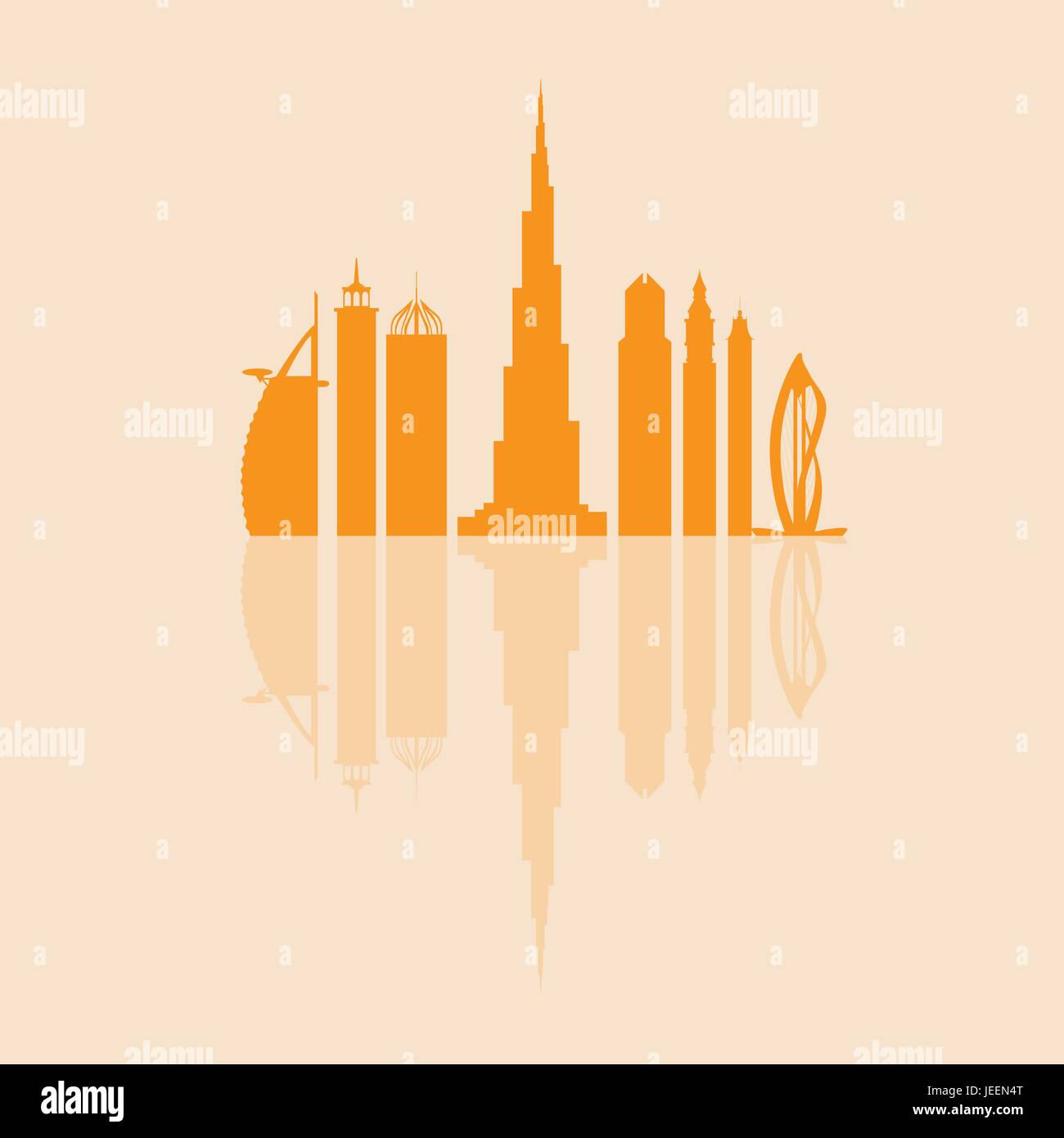 Illustrazione Vettoriale di Emirati Arabi Uniti grattacieli silhouette. Edifici di Dubai e il simbolo. Design per banner, poster o di stampa. Illustrazione Vettoriale