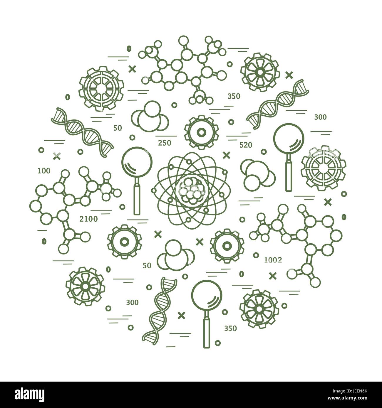 Stilizzato icona vettore di varietà scientifico, elementi dell'istruzione. Design per banner, poster o di stampa. Illustrazione Vettoriale