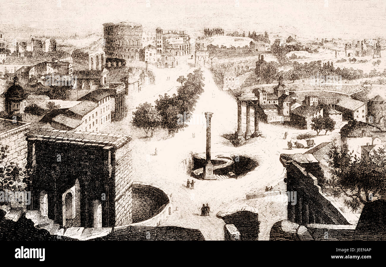 Città-scape di Roma antica Foto Stock
