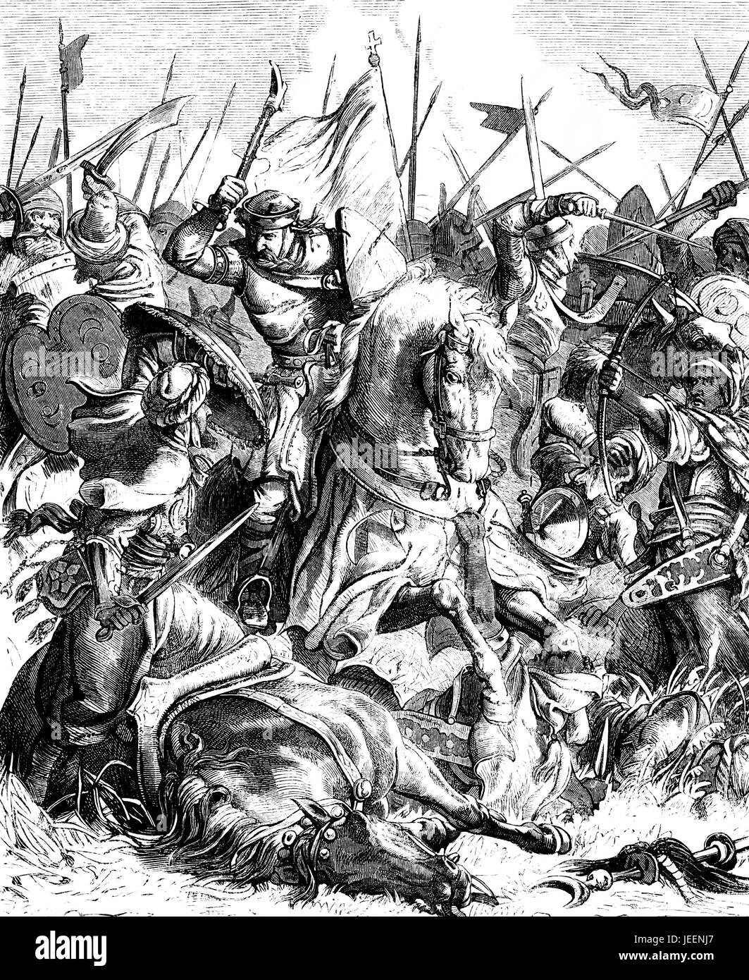 Charles Martel nella battaglia di Tours o Poitiers, 10 ottobre 732 Foto Stock