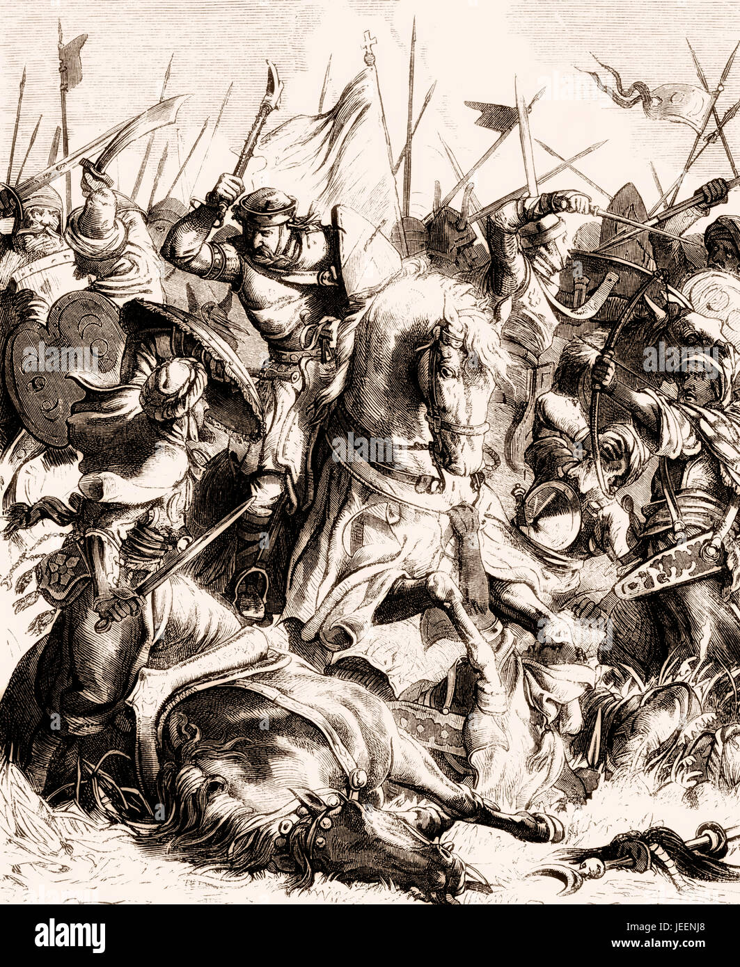 Charles Martel nella battaglia di Tours o Poitiers, 10 ottobre 732 Foto Stock