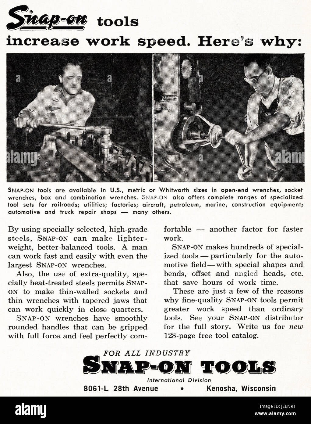 Negli anni sessanta la pubblicità pubblicità Attrezzi Snap-on di Kenosha  Wisconsin USA nella rivista datata 5 dicembre 1960 Foto stock - Alamy