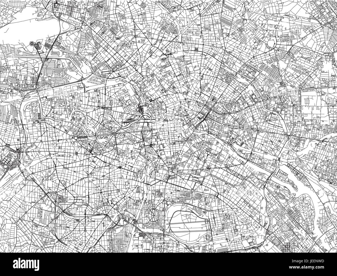 Mappa di Berlino, vista satellitare, Germania Illustrazione Vettoriale
