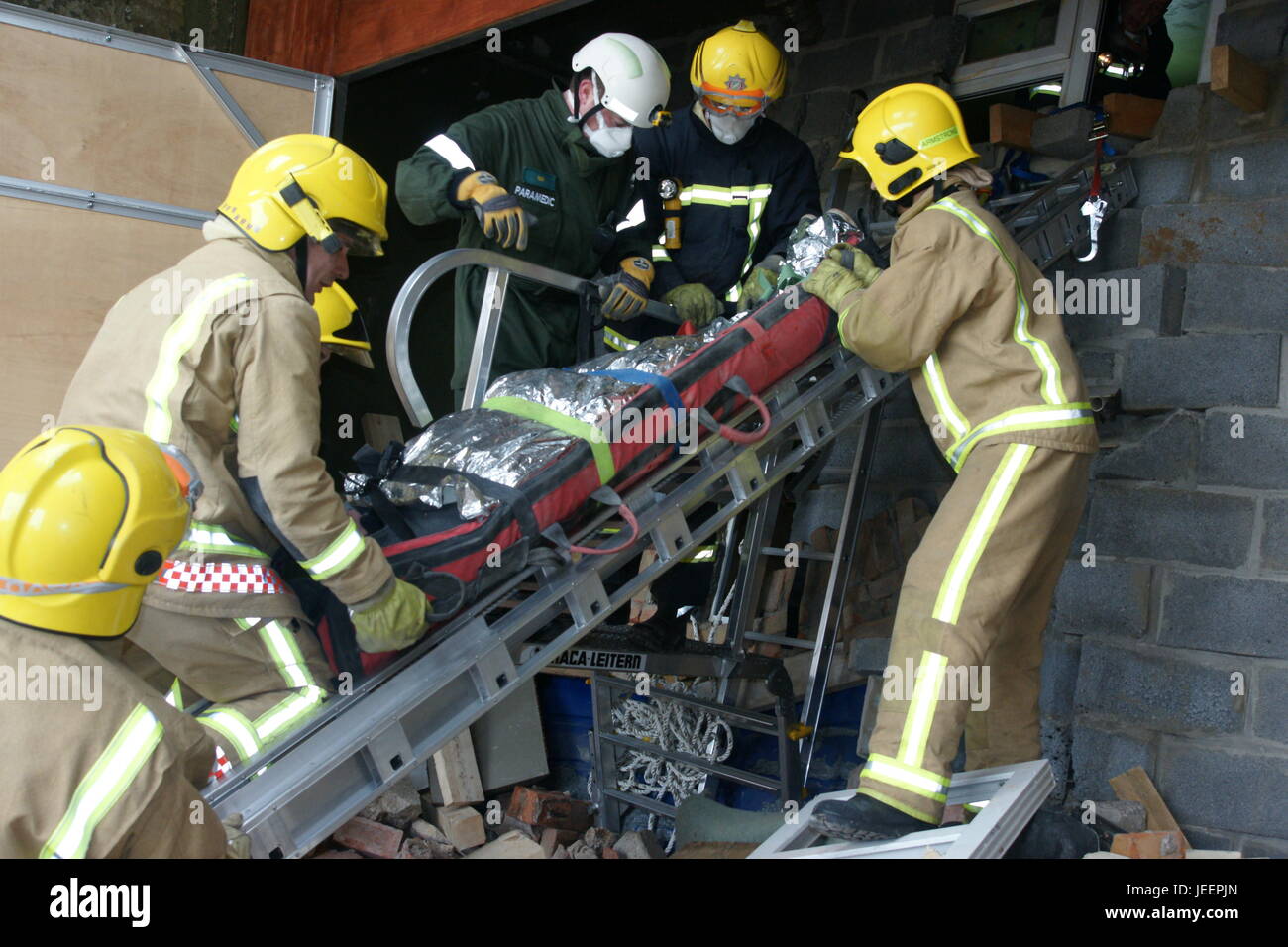 I vigili del fuoco a incidente Foto Stock