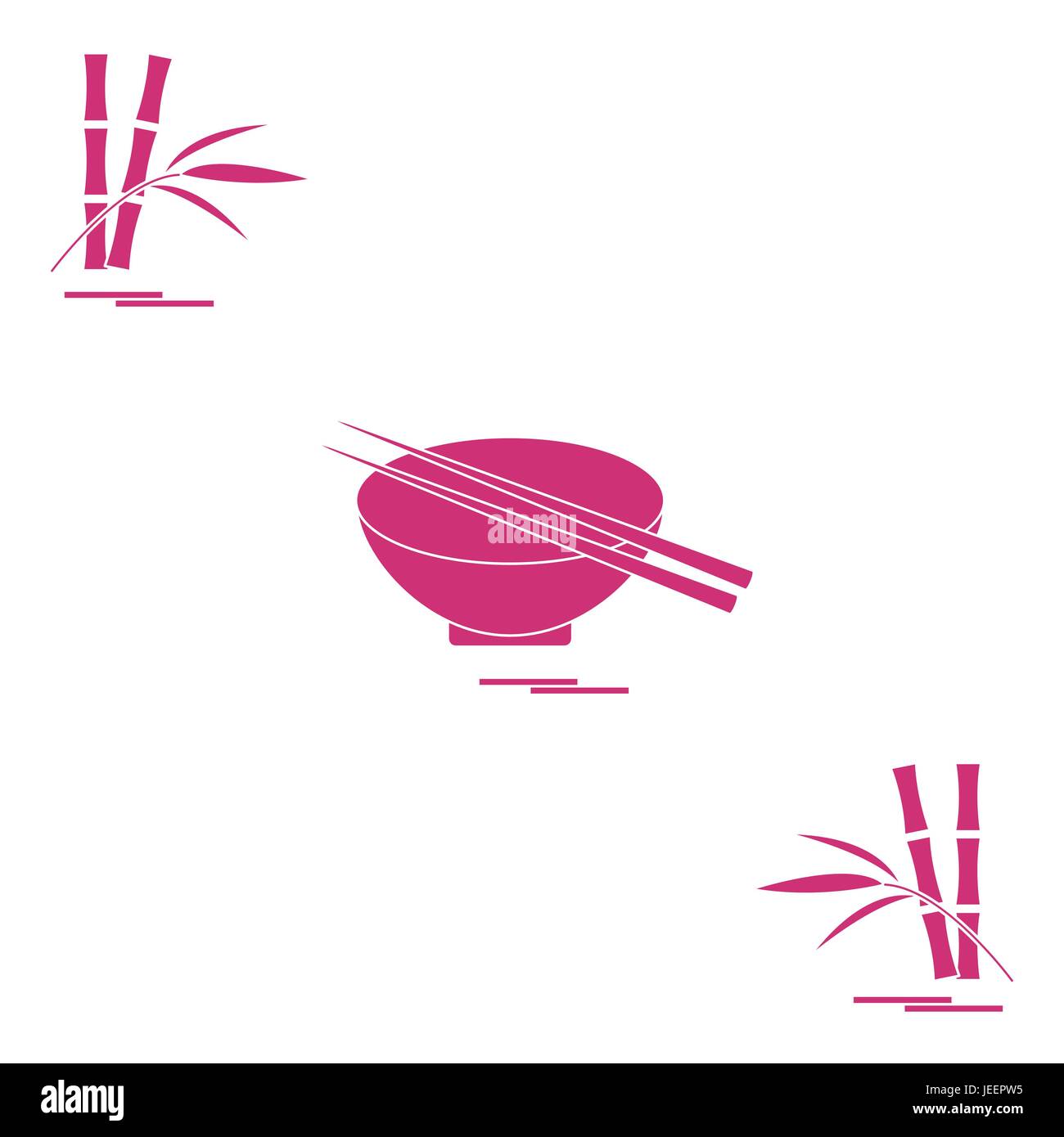 Icona stilizzata della ciotola con bacchette di bambù e. Asian Food. Design per  poster o di stampa Immagine e Vettoriale - Alamy