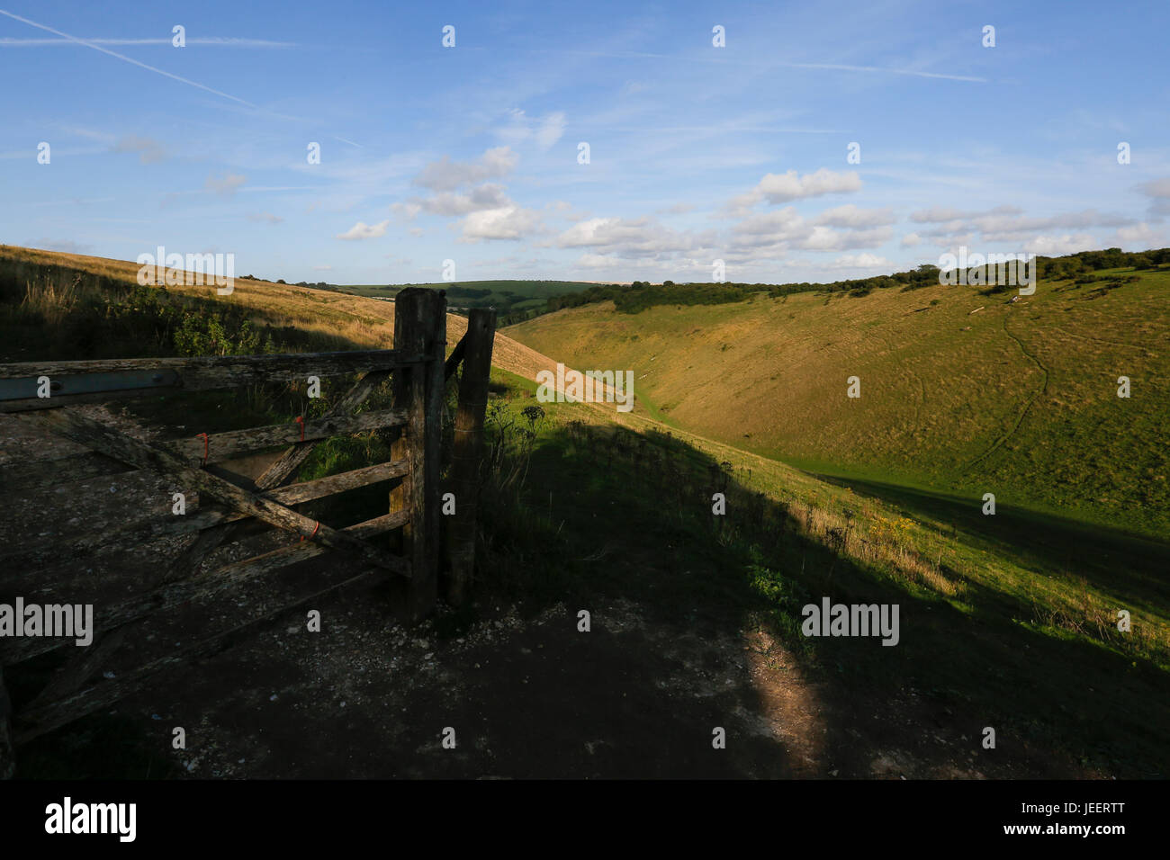 Devil's Dike è un 100m profondo a forma di V valle sulla South Downs modo in Inghilterra meridionale, vicino a Brighton e Hove. Perfetta per passeggiare e scorrevolezza Foto Stock