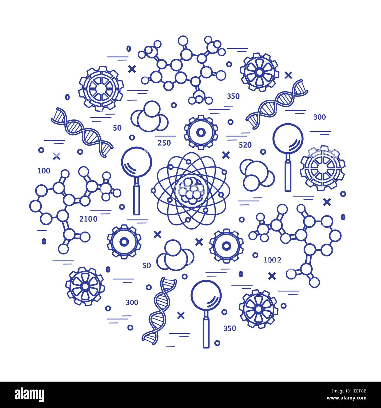 Stilizzato icona vettore di varietà scientifico, elementi dell'istruzione. Design per banner, poster o di stampa. Illustrazione Vettoriale