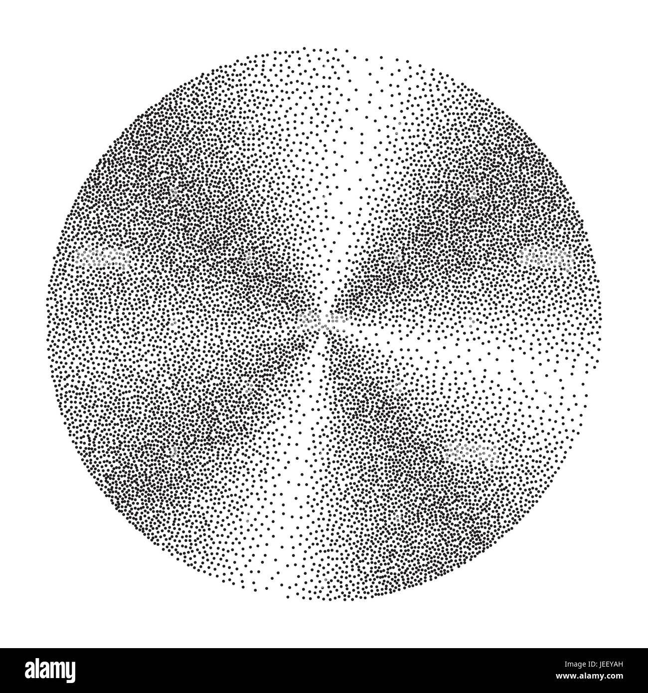 Abstract forma geometrica vettore. Nero rotondo punteggiata cerchio. Grana di pellicola, rumore, Grunge Texture. Sfondo di mezzitoni. Vintage incisione Dotwork illustrazione vettoriale. Illustrazione Vettoriale
