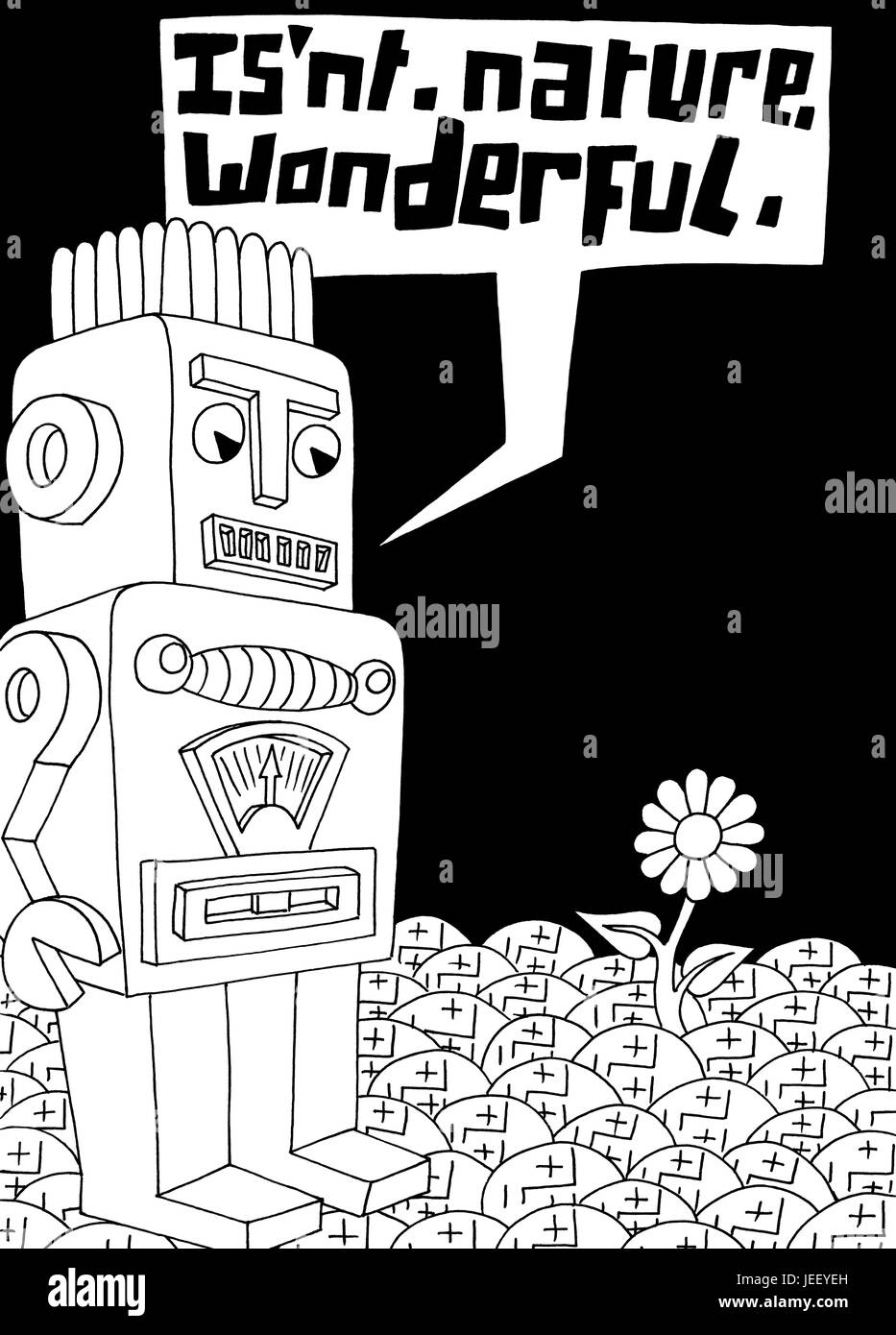 Non è la natura meravigliosa. Un bianco e nero illustrazione editoriale. Foto Stock