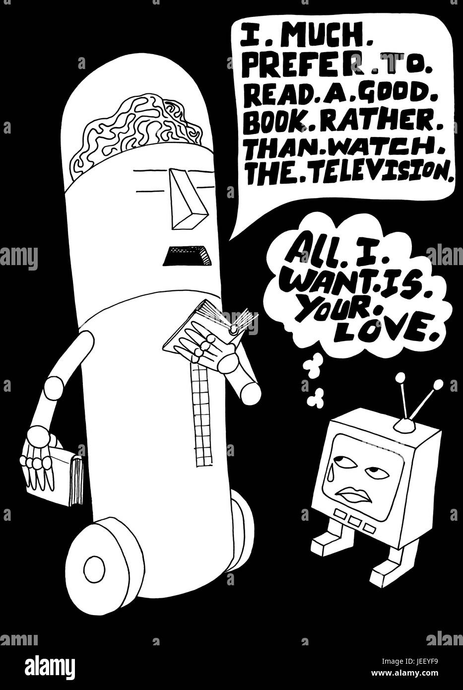 IA buon libro. Un bianco e nero illustrazione editoriale. Foto Stock