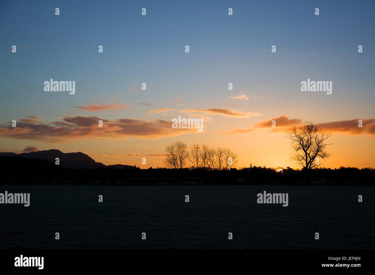 Sunrise, fotografato nelle highlands, Scozia, in febbraio., Sonnenaufgang, fotografiert in den Highlands, Schottland, im Februar. Foto Stock
