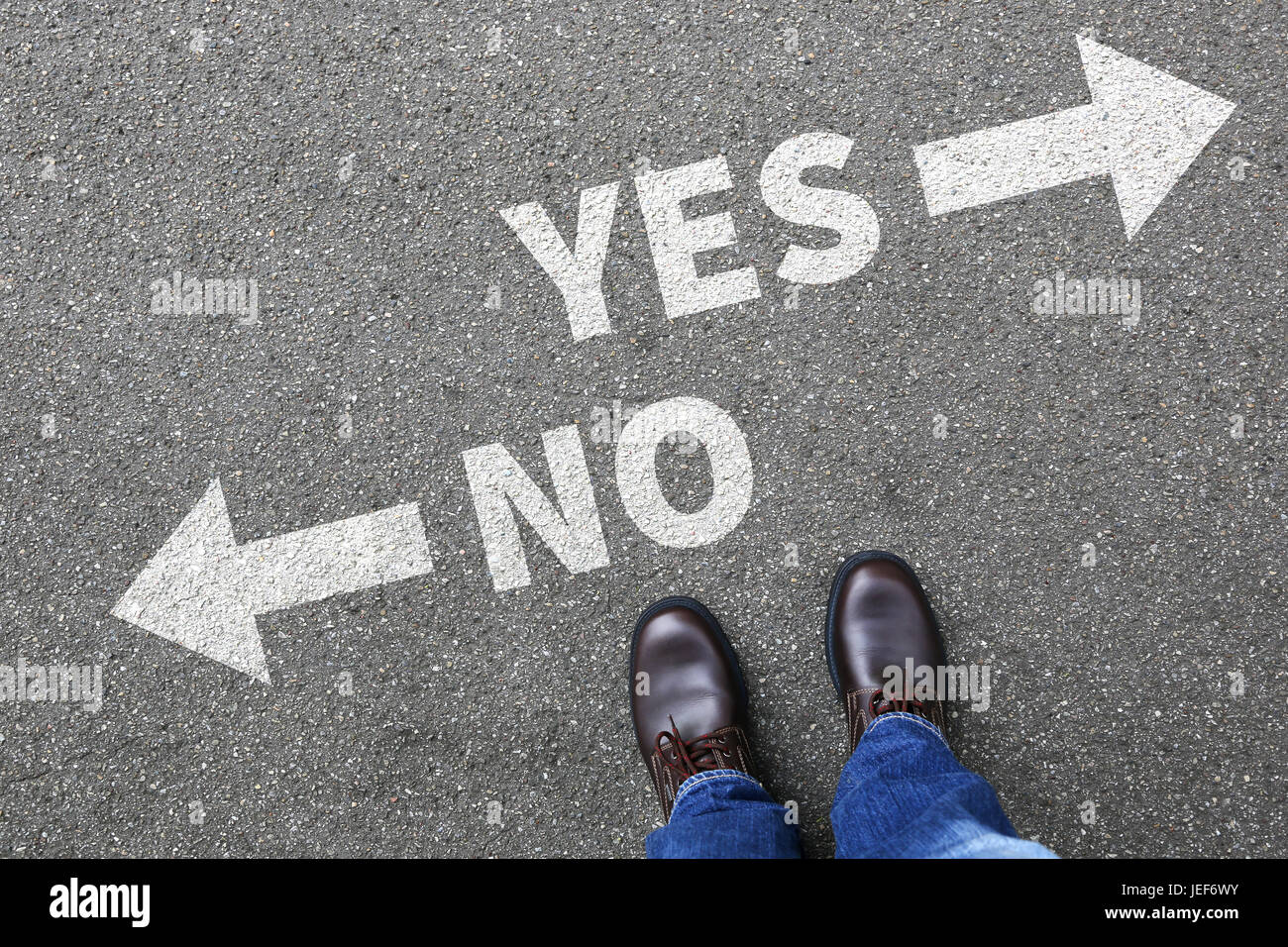 Sì no diritto risposta errata concezione di business soluzione velleitario decisione decide di scelta Foto Stock