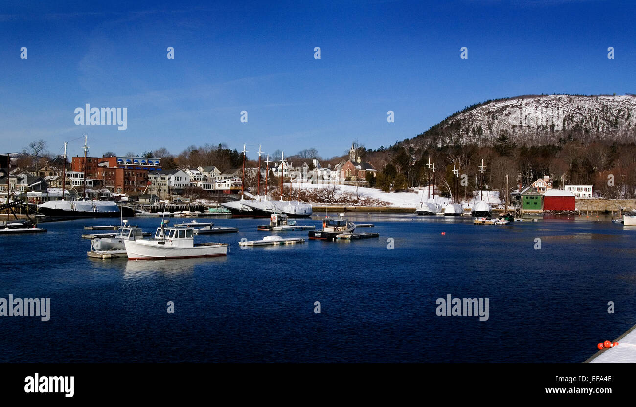 Il porto di Camden, Maine, Stati Uniti d'America -- Inverno Foto Stock