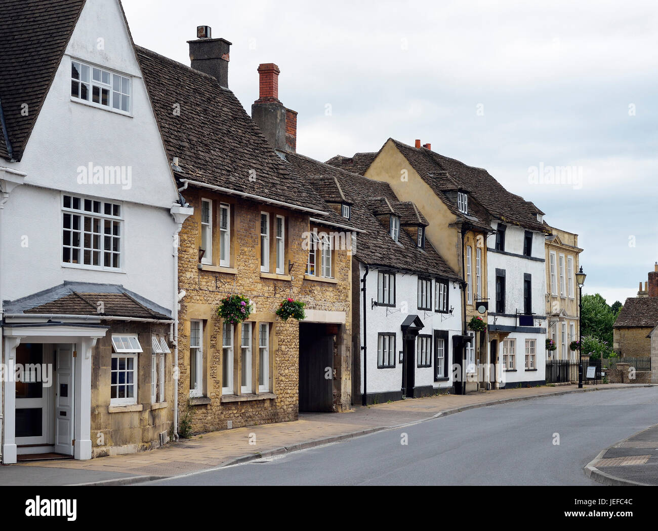 Vecchie case di St Mary Street, Chippenham, Wiltshire Foto Stock