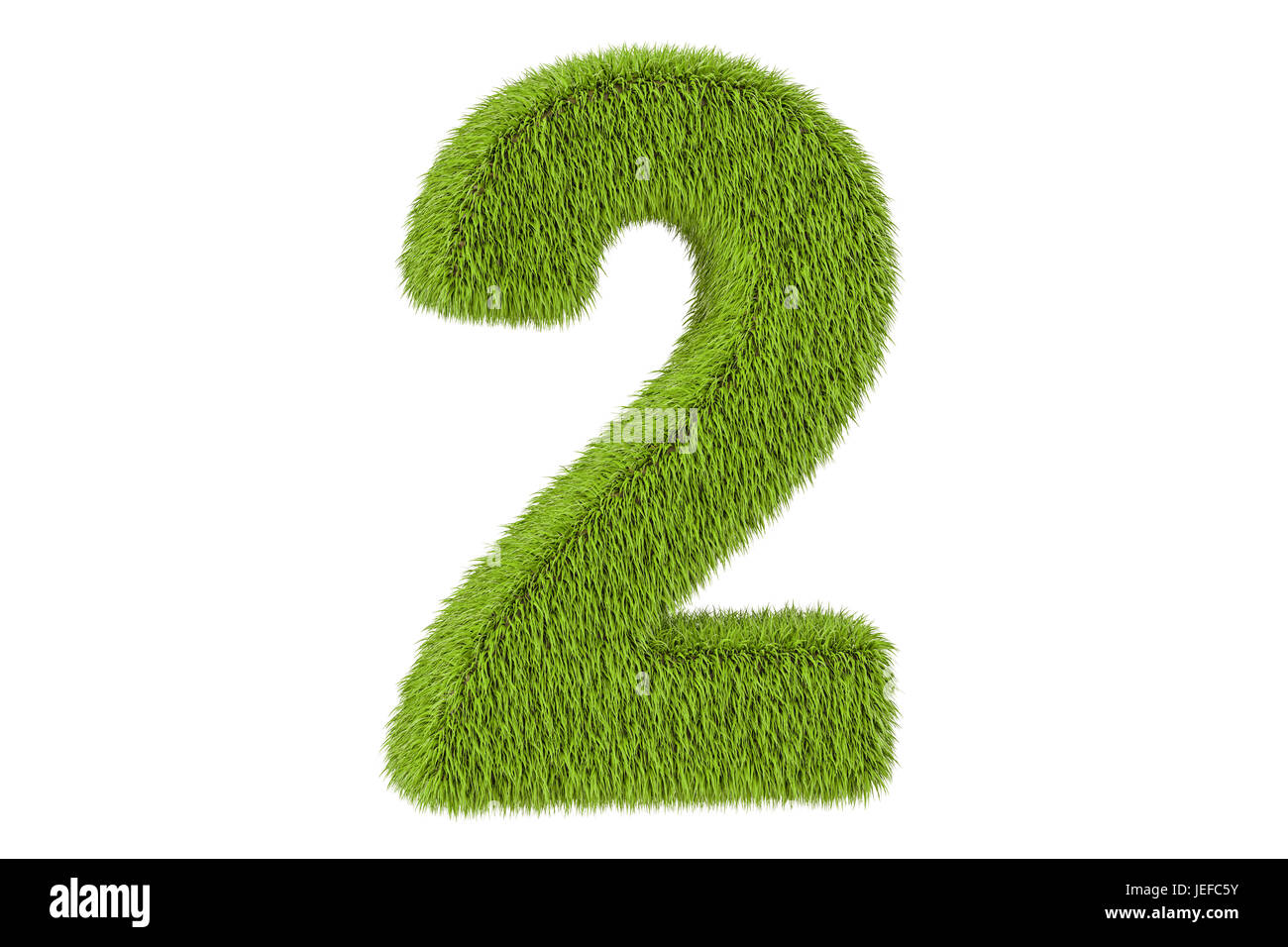 Numero 2 da erba, 3D rendering isolati su sfondo bianco Foto Stock