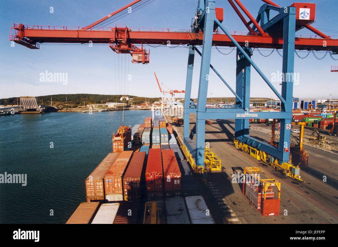 CONTAINER nel porto di Göteborg in Svezia del nord Europa più grande importazione ed esportazione harbour 2009 Foto Stock