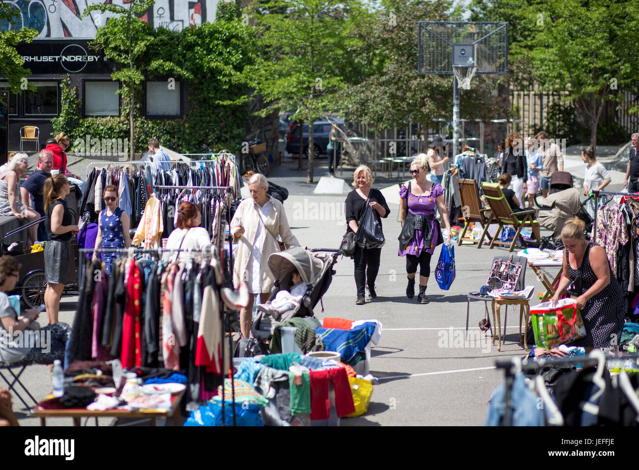 Mercato delle Pulci a Copenhagen Foto Stock