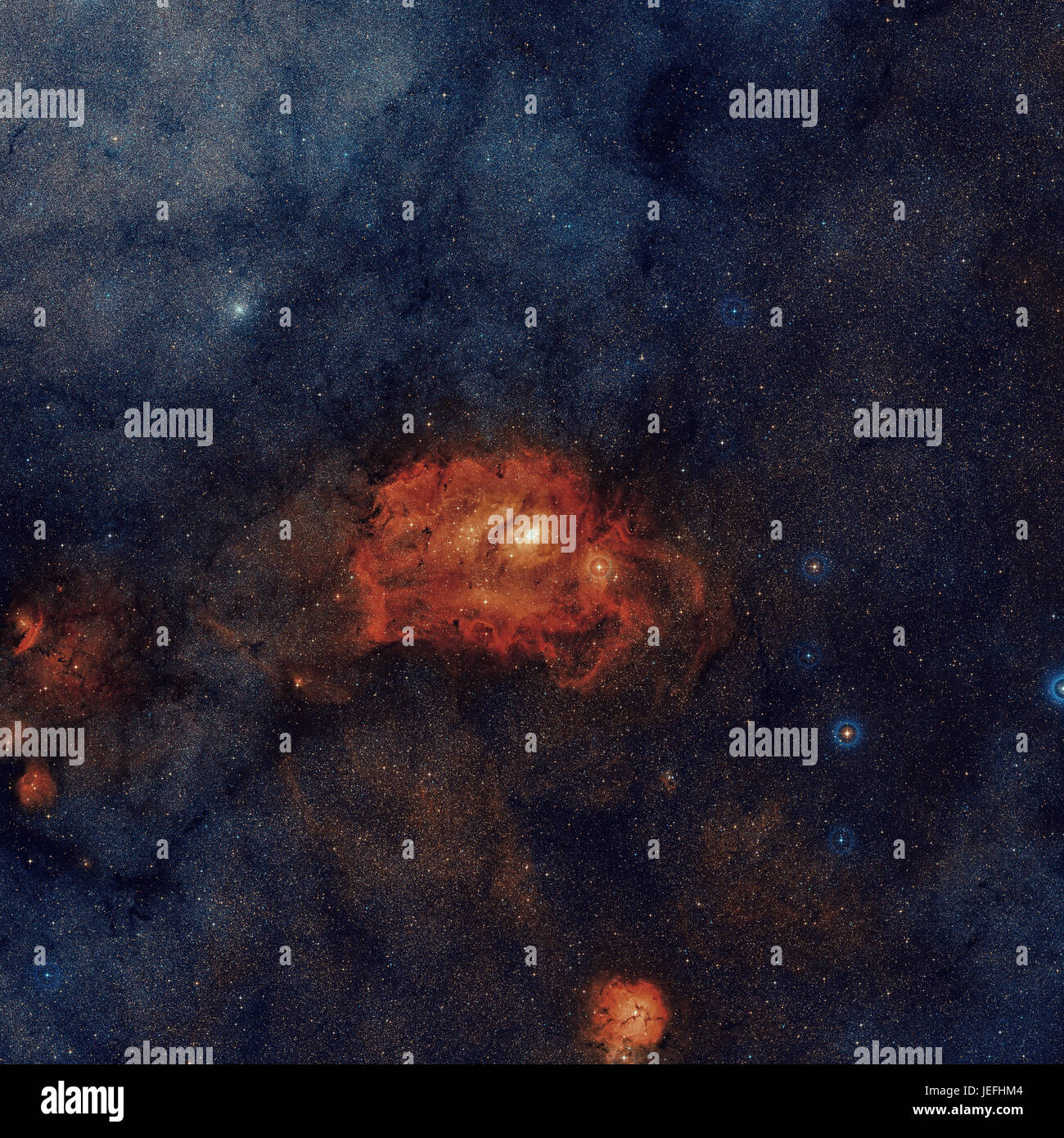 Area intorno alla nebulosa di emissione Nebulosa Laguna o Messier 8. Situato nella costellazione del Sagittario. Ritoccate e immagine dipinta. Gli elementi di questo im Foto Stock