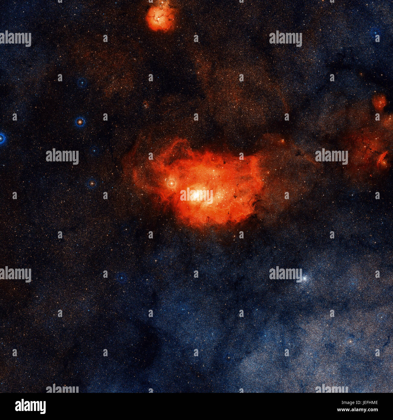 Area intorno alla nebulosa di emissione Nebulosa Laguna o Messier 8. Situato nella costellazione del Sagittario. Ritoccate e immagine dipinta. Gli elementi di questo im Foto Stock