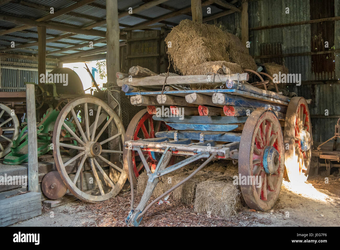 Vecchia Fattoria Carrello a Nyerimilang, vicino Lakes Entrance, Victoria, Australia Foto Stock
