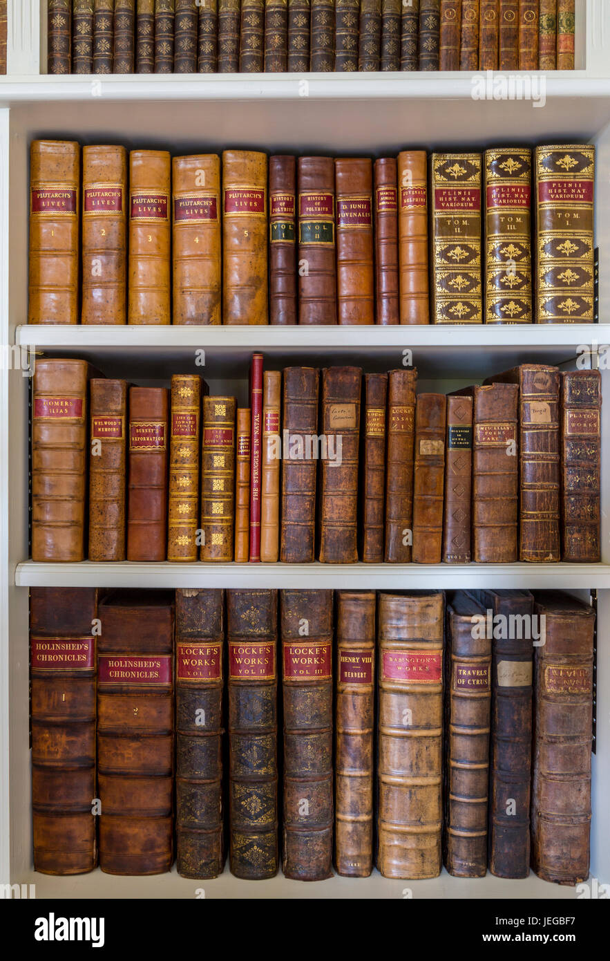 Yorkshire, Inghilterra, Regno Unito. Antiquario libri in biblioteca di una tenuta di campagna. Foto Stock