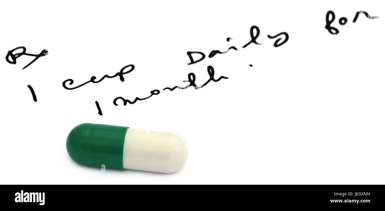 Le capsule di prescrive come farmaco da parte di un medico Foto Stock
