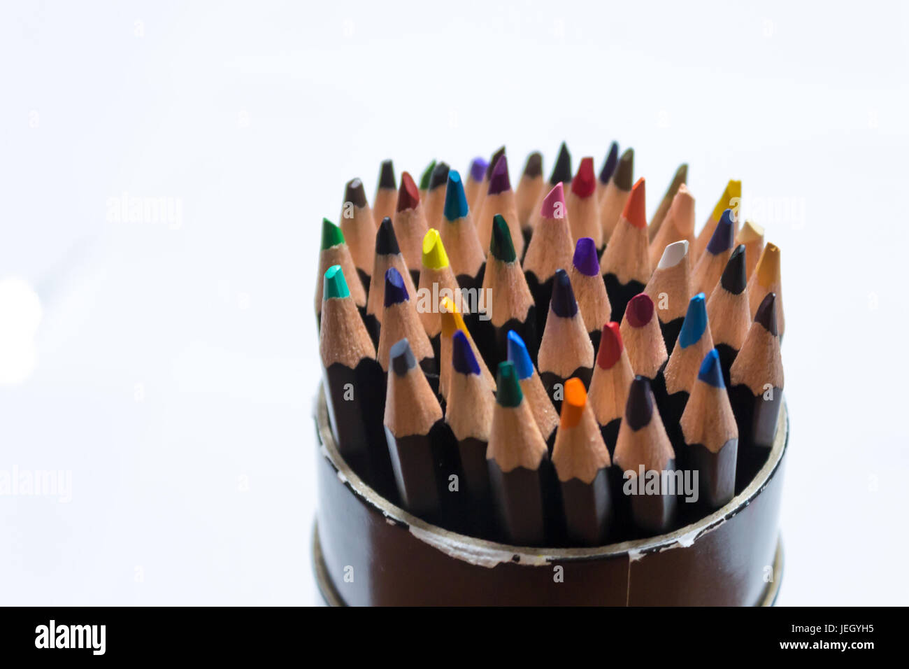 Close up di matita colorata contenitore Foto Stock